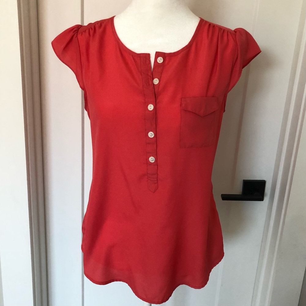 J.Crew blouse with pintucked back detail in coral - size S
